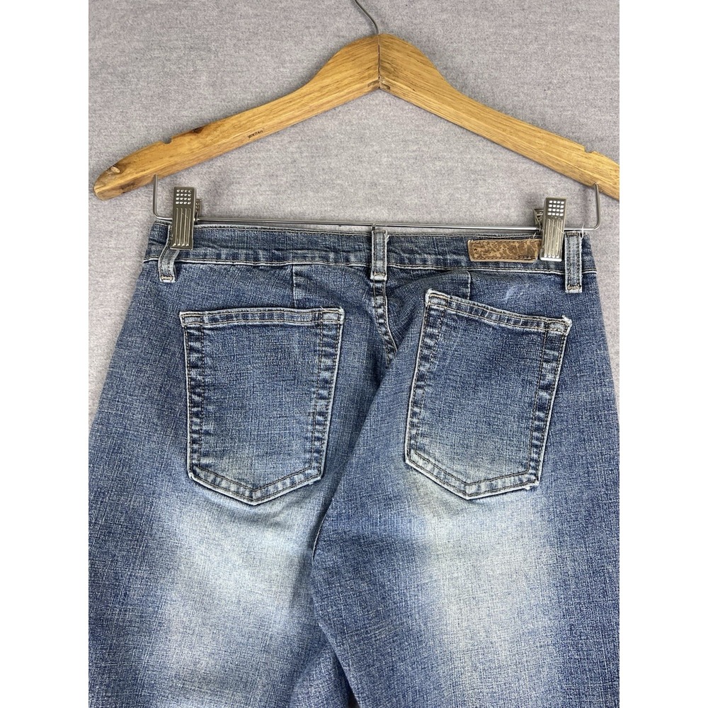 Onion Blue Denim Flared Jeans Side Slit Medium Wash QS 0602Y Size 5